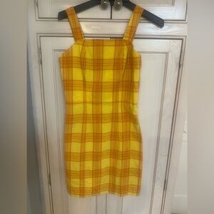 Arizona Jean Company Yellow Plaid Sleeveless Dress, Size S